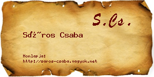 Sáros Csaba névjegykártya
